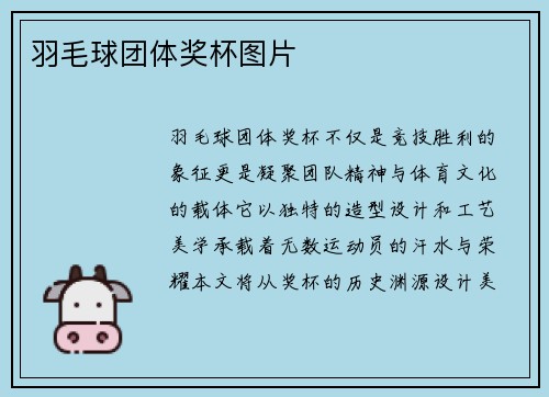 羽毛球团体奖杯图片